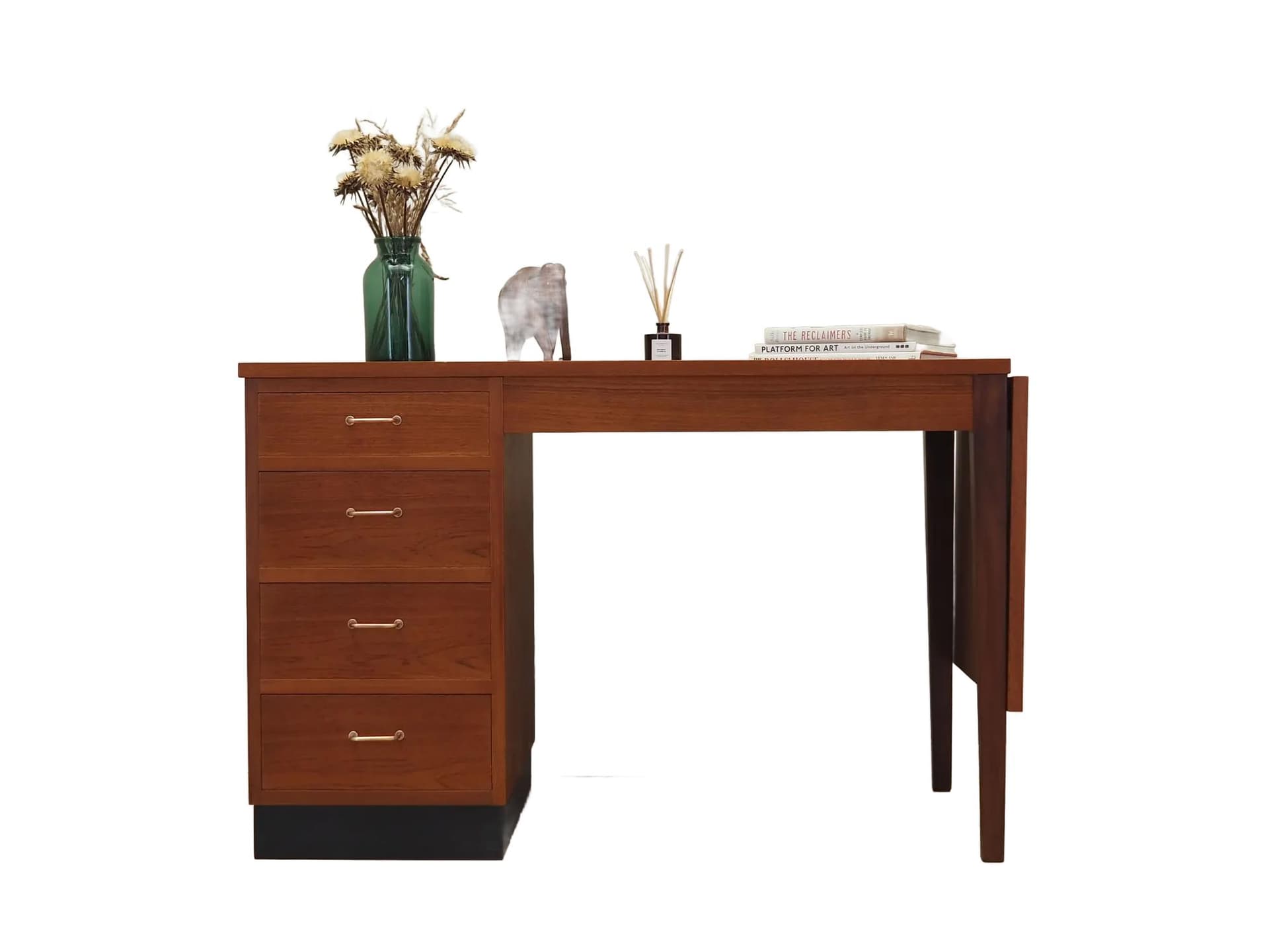 Desk, orange teak, Denmark, 1970s