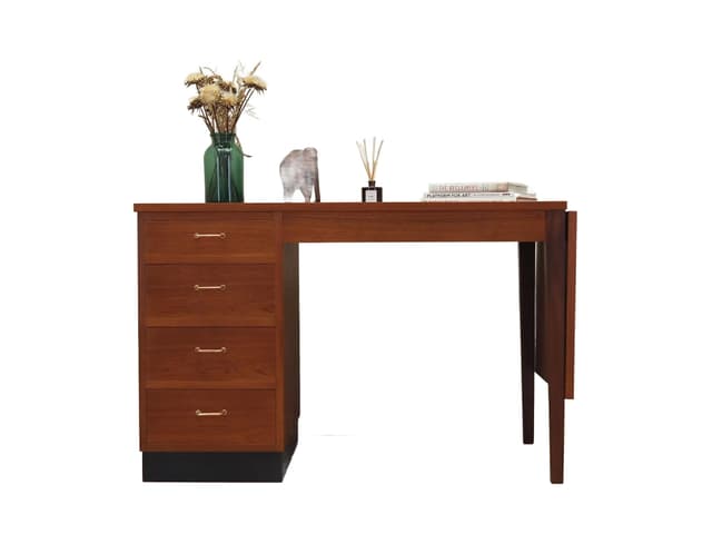 Desk, orange teak, Denmark, 1970s - DIMENSION