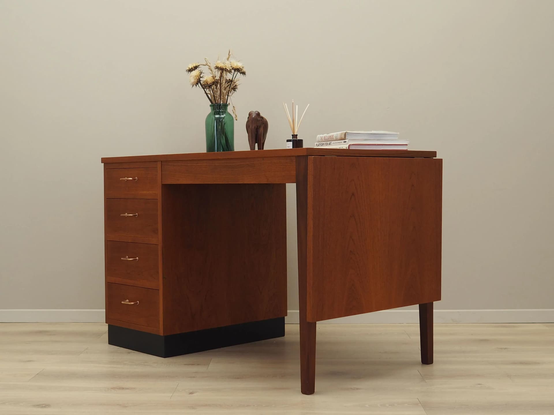 Desk, orange teak, Denmark, 1970s - 41100