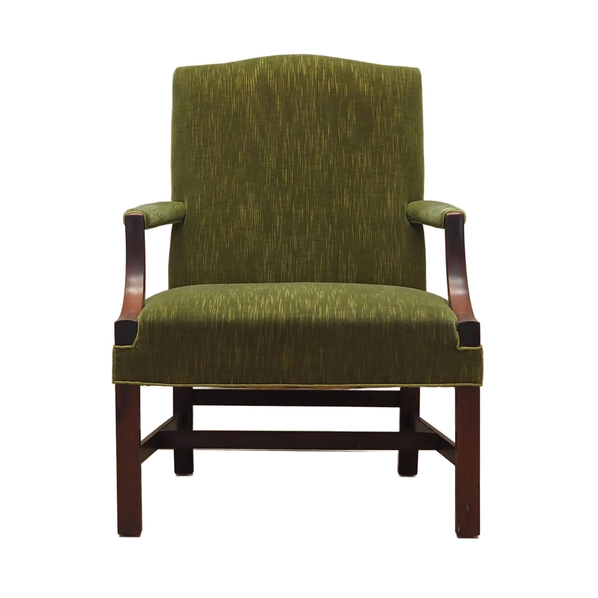 Armchair, green, mahogany, Denmark, 1970s.