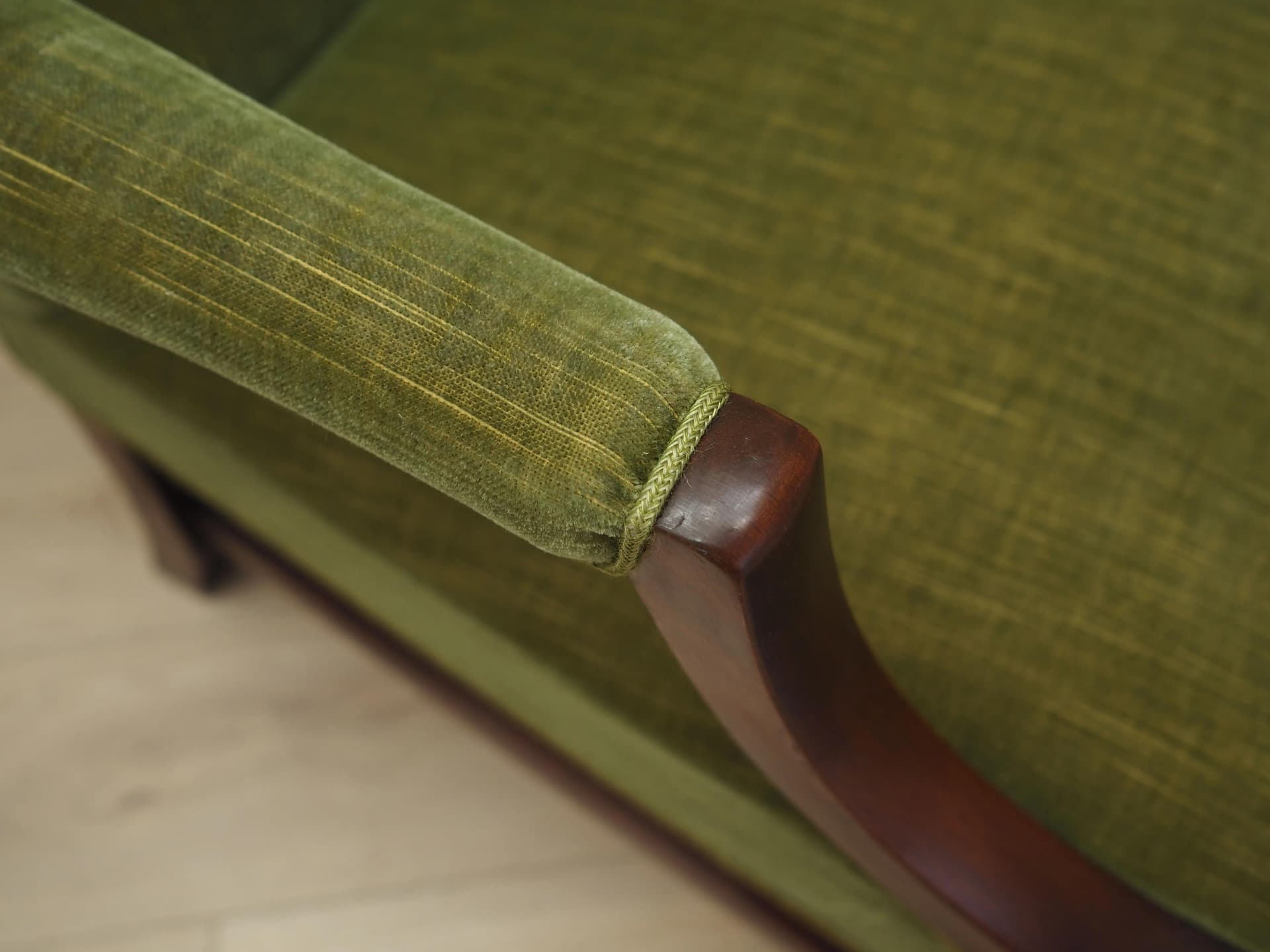 Armchair, green, mahogany, Denmark, 1970s. - 41097