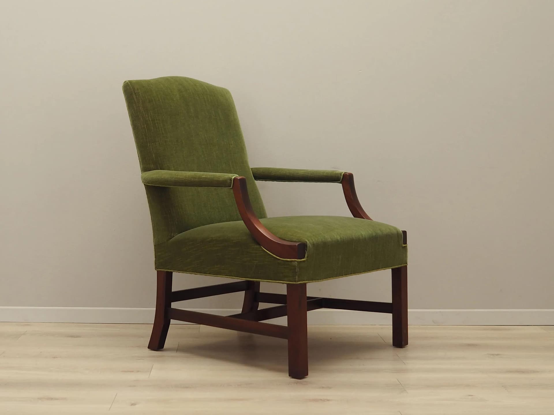 Armchair, green, mahogany, Denmark, 1970s. - 41094