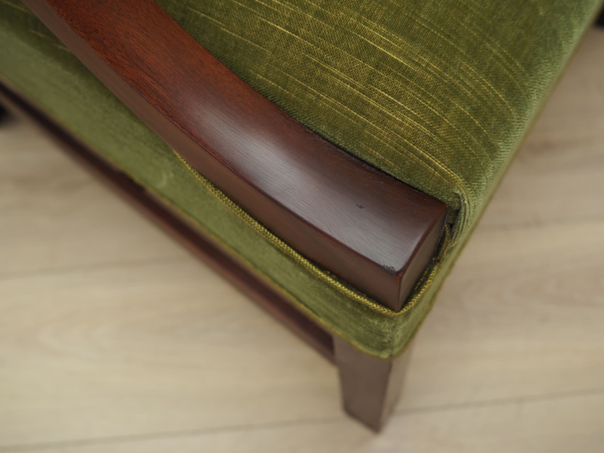 Armchair, green, mahogany, Denmark, 1970s. - 51023