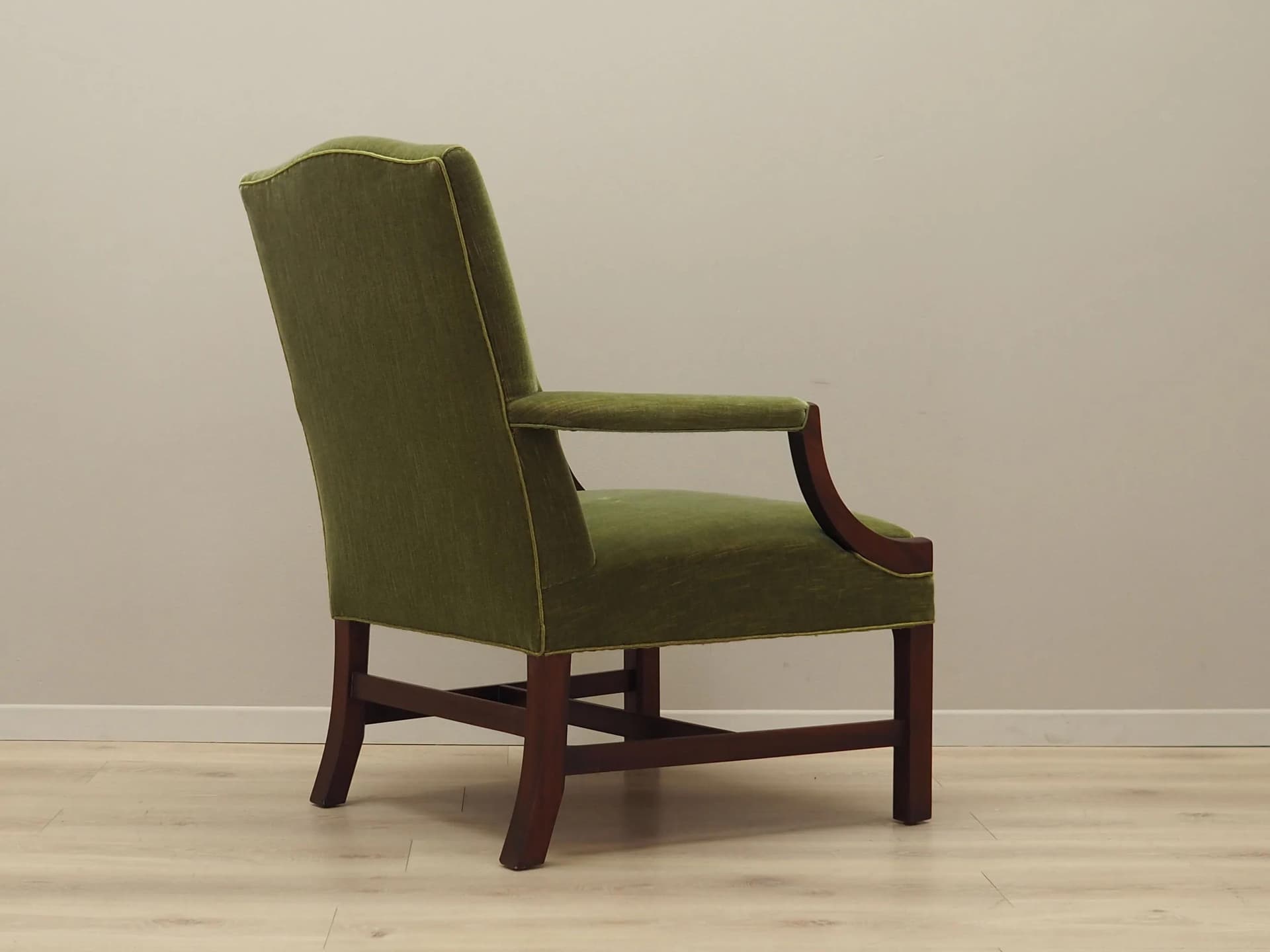 Armchair, green, mahogany, Denmark, 1970s. - 41093