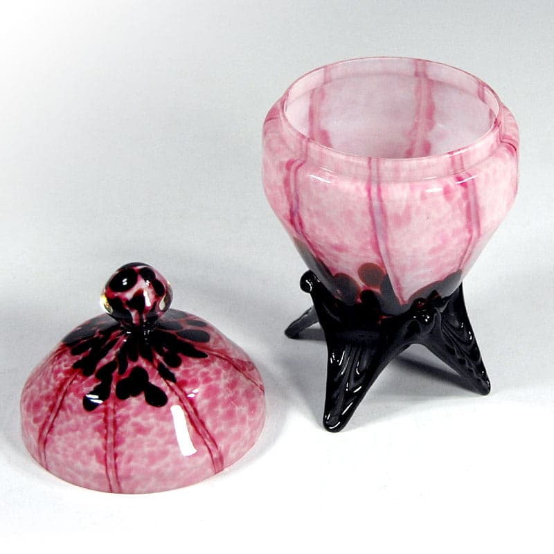 Art Deco container, pink glass, Weltz, Czech Republic, 1930s. - 41877