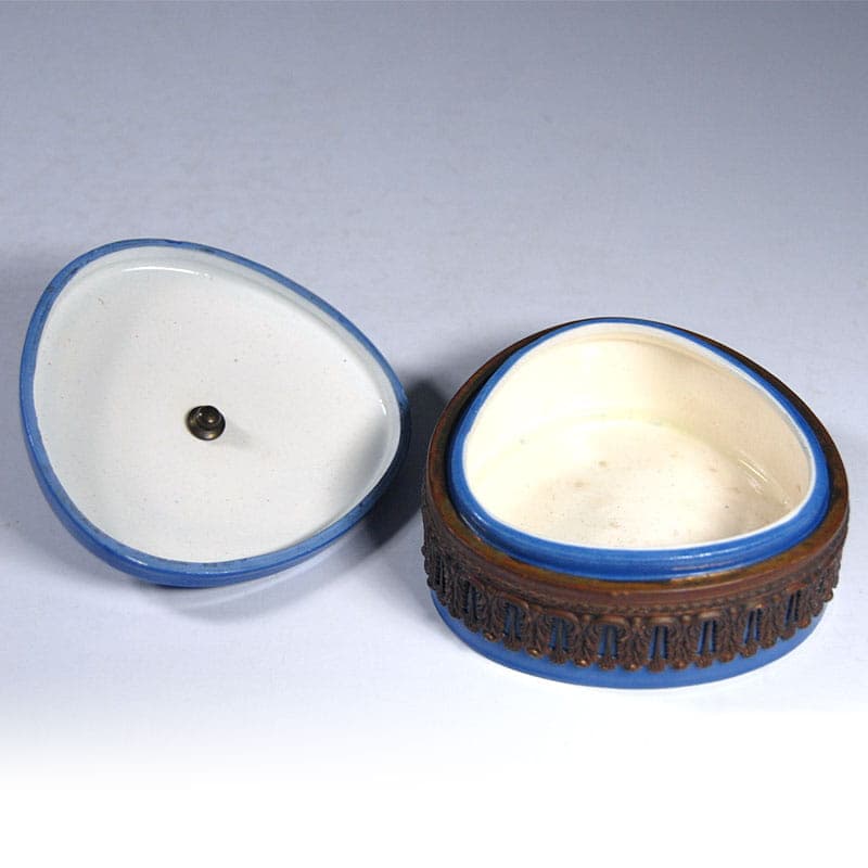 Lidded Container Art Deco, blue ceramic, Czechoslovakia, 1930s. - 41870