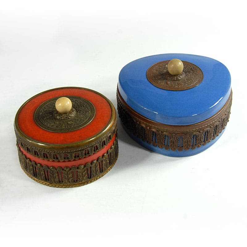 Lidded Container Art Deco, red ceramics, Czechoslovakia, 1930s. - 41863