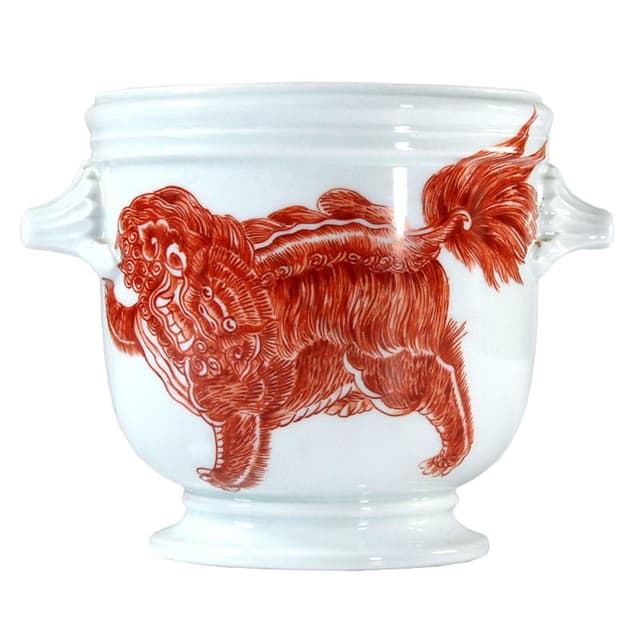 Porcelain container, Porcelaine de Paris, white, porcelain, France, 1980s. - DIMENSION