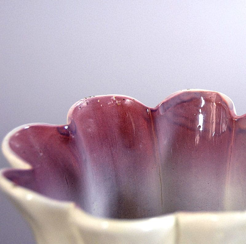 Wazon, biały fioletowy, ceramika, Włochy, lata 50. - 41792