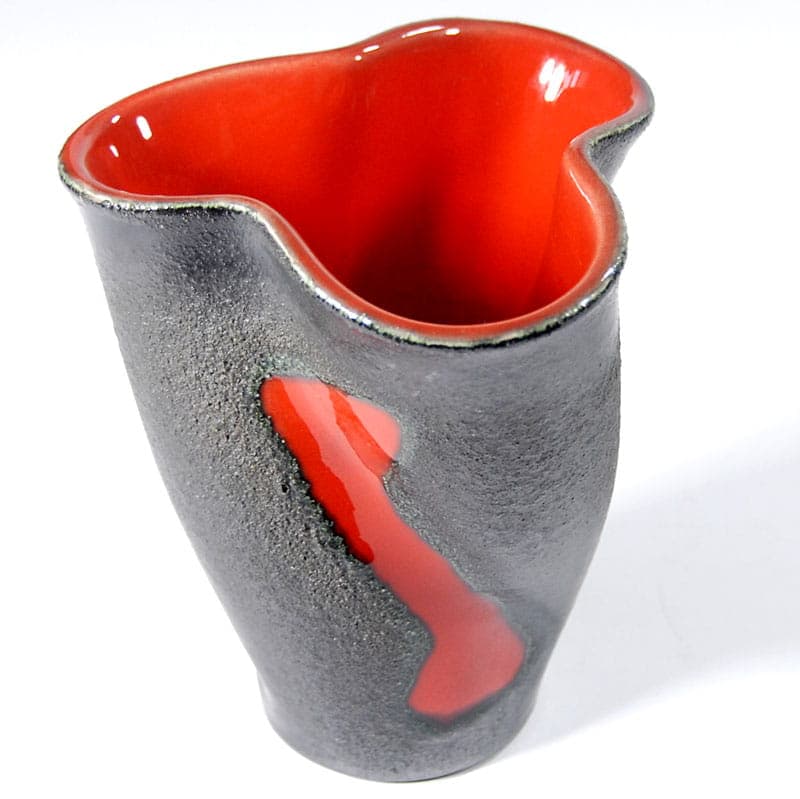 Sculptural vase, graphite ceramic, Elchinger, France, 1950s. - 41775