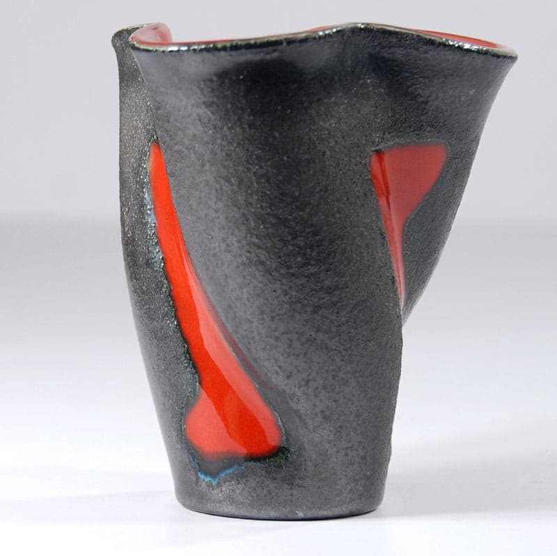 Sculptural vase, graphite ceramic, Elchinger, France, 1950s. - 41773