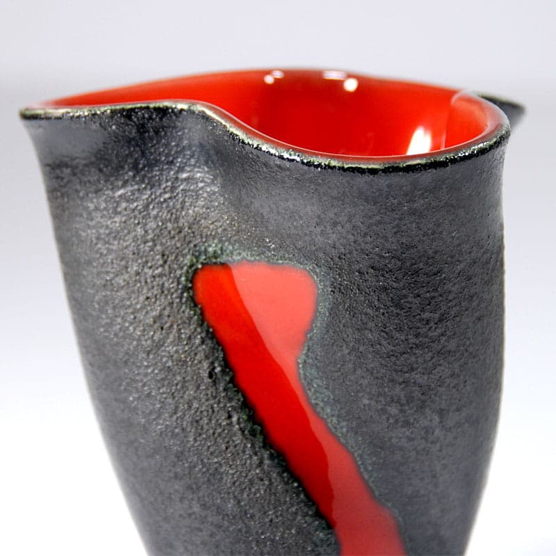 Sculptural vase, graphite ceramic, Elchinger, France, 1950s. - 41776