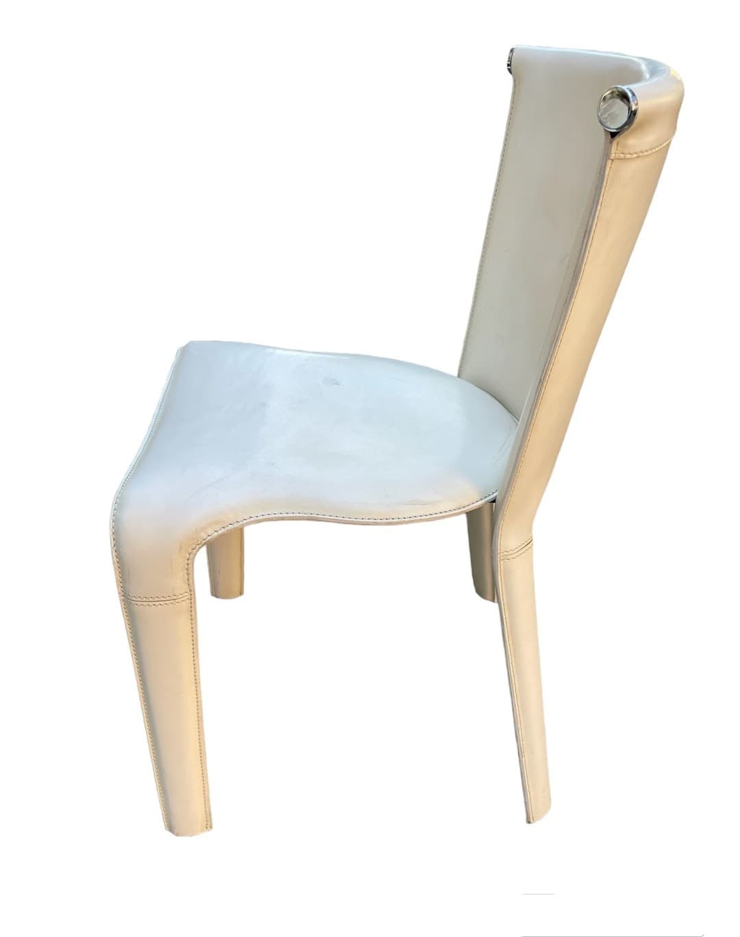 Krzesło z białej skóry, FASEM, Włochy, lata 80. - 40818
