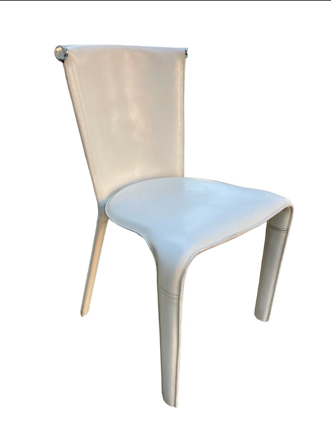 Krzesło z białej skóry, FASEM, Włochy, lata 80.