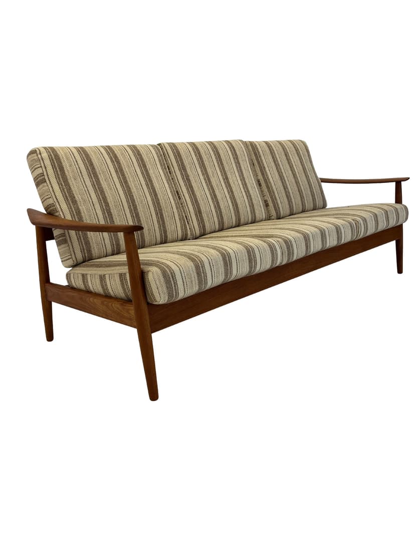 Sofa 3-osobowa, teak brązowy jasny, proj. A. Vodder, dla France & Son, Dania, lata 60.