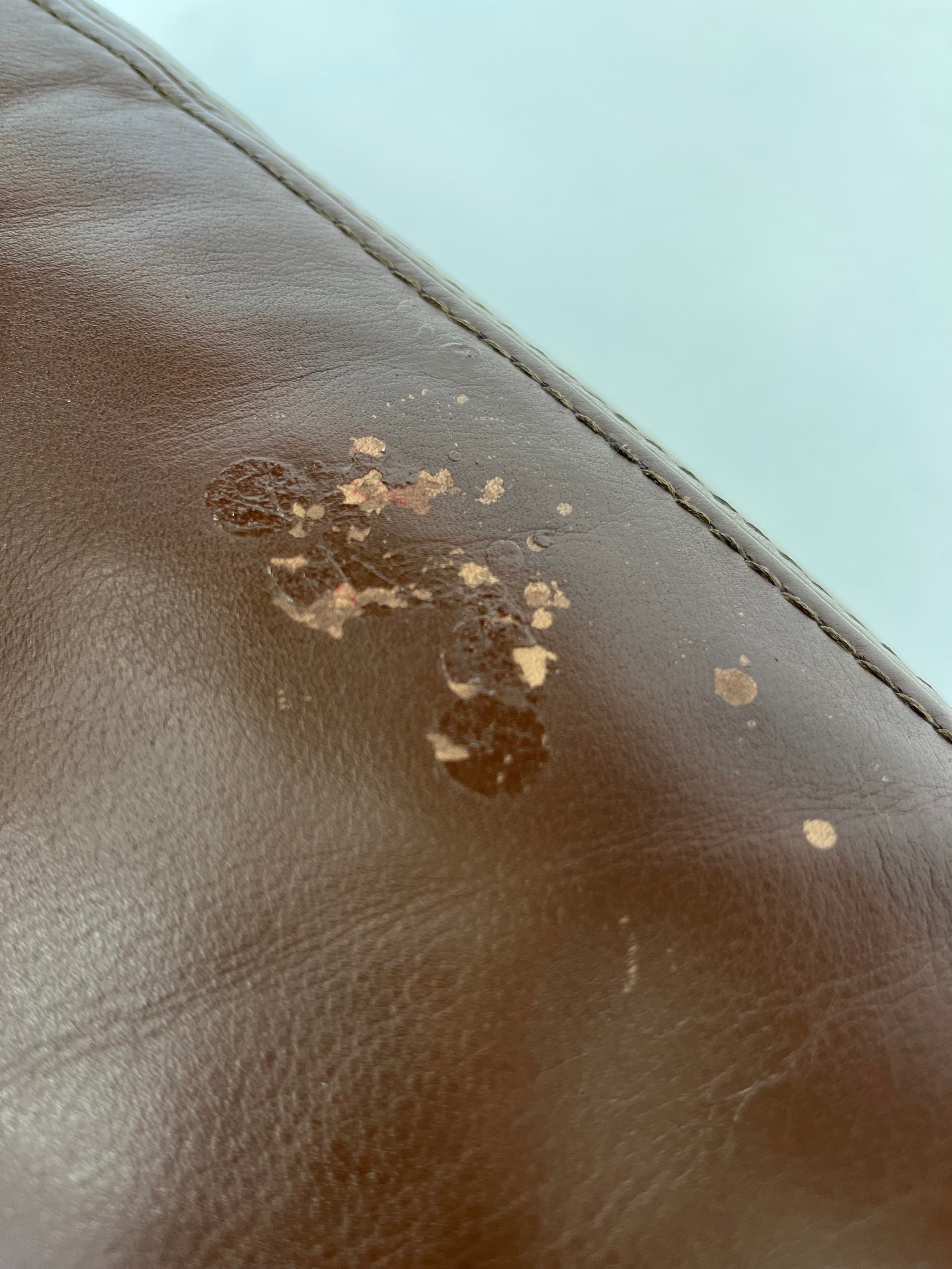 Armchair, brown natural leather, teak, by H. Olsen, Denmark, 1970s. - 40868