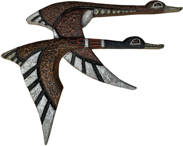 Dekoracja ścienna, ceramika brązowa, proj. J. Puntman, Holandia, lata 50. - WYMIARY