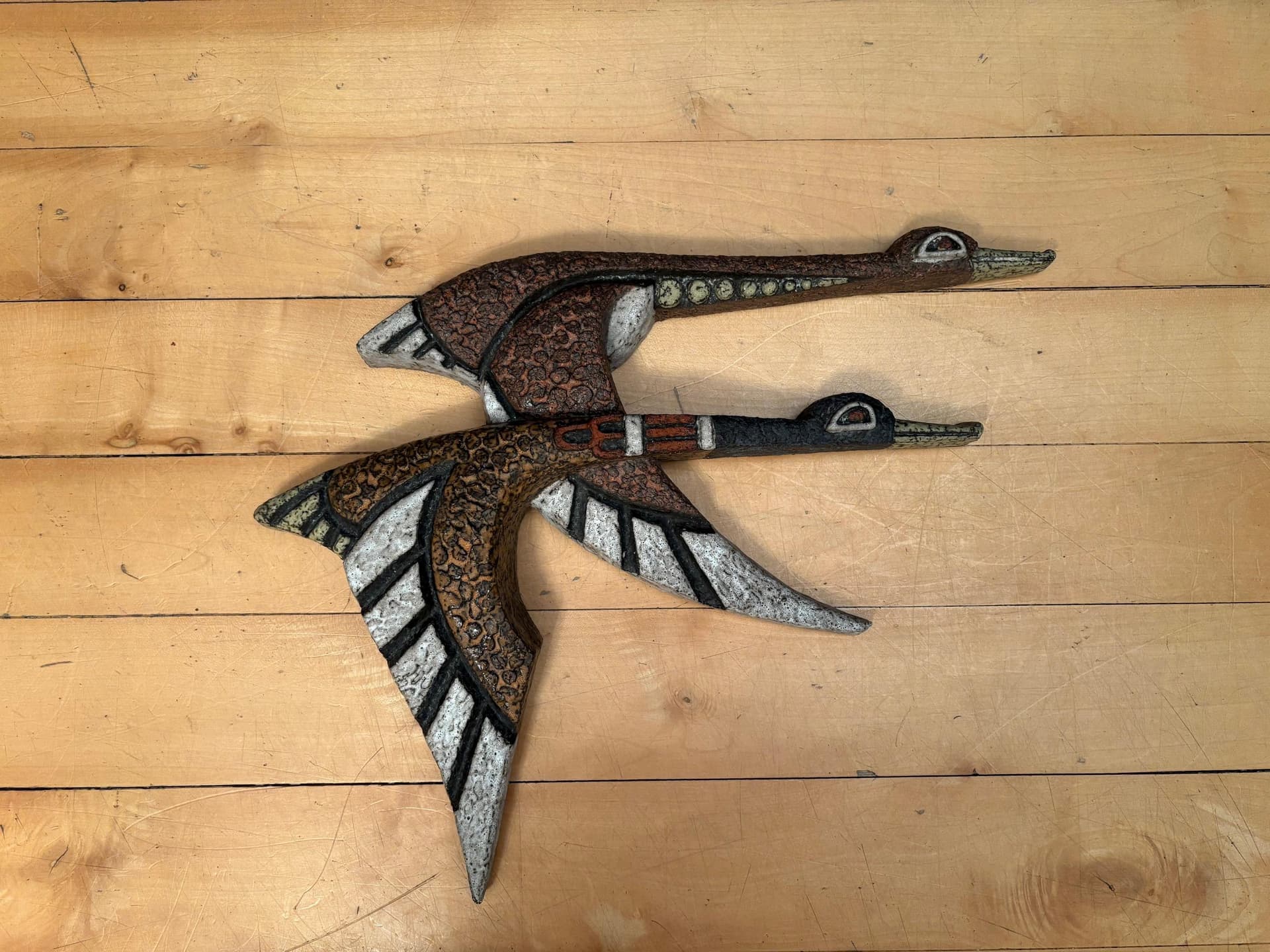 Dekoracja ścienna, ceramika brązowa, proj. J. Puntman, Holandia, lata 50. - 79864