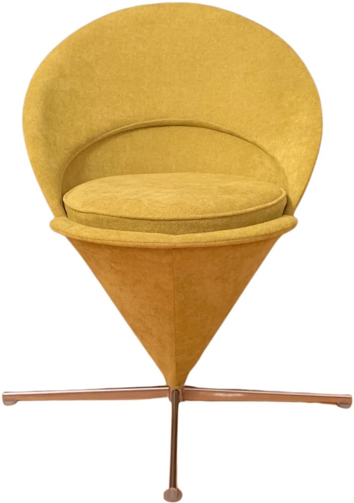Chair Cone, yellow velvet, by V. Panton, Denmark, 1950s. - 47826