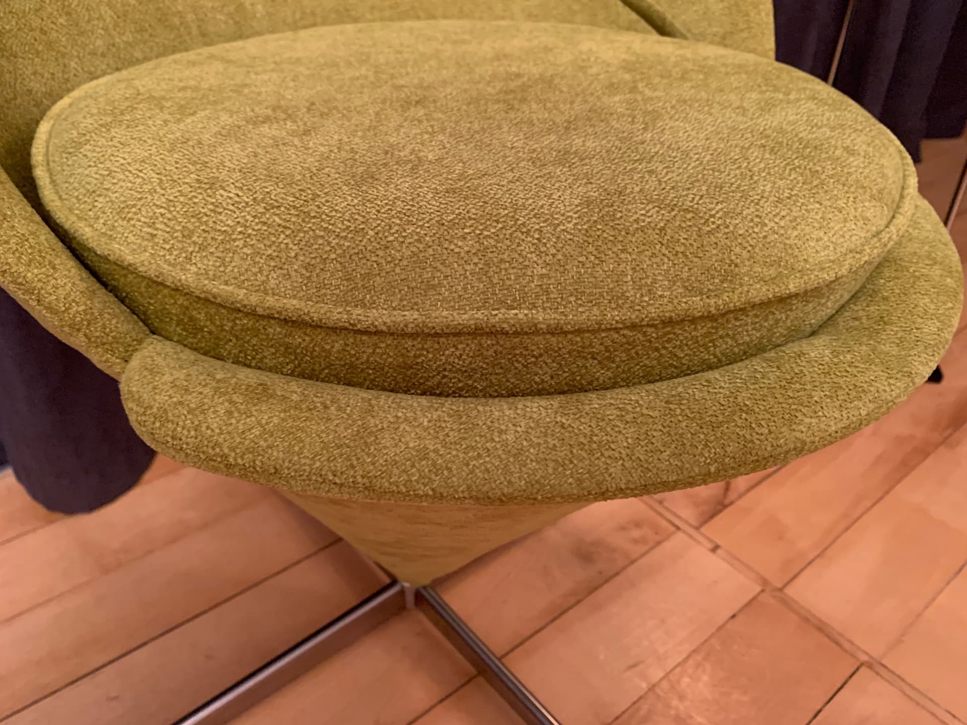 Chair Cone, yellow velvet, by V. Panton, Denmark, 1950s. - 40979