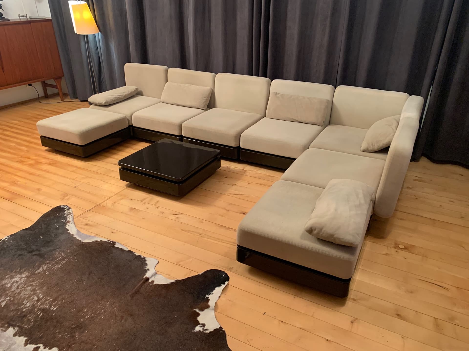 Sofa modułowa, welur beżowy, proj. G. Lange, Herman Miller, USA, lata 70. - 40995