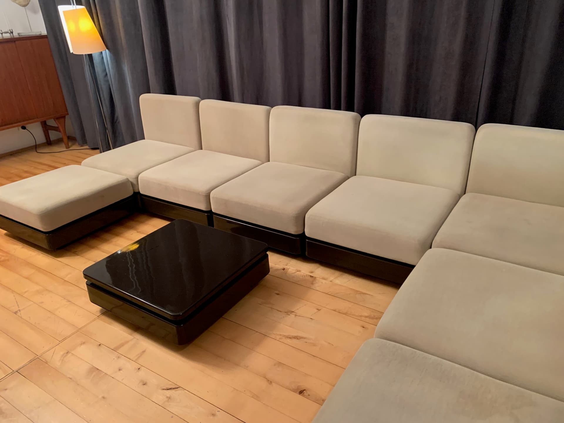 Sofa modułowa, welur beżowy, proj. G. Lange, Herman Miller, USA, lata 70. - 40999