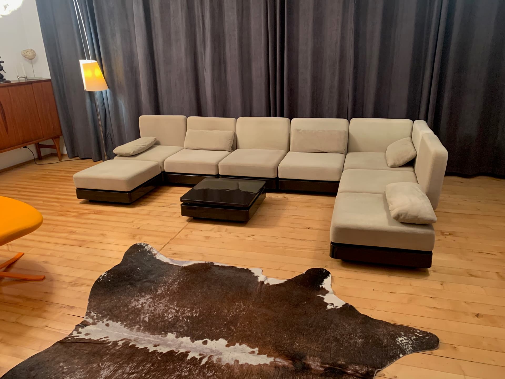 Sofa modułowa, welur beżowy, proj. G. Lange, Herman Miller, USA, lata 70. - 40996