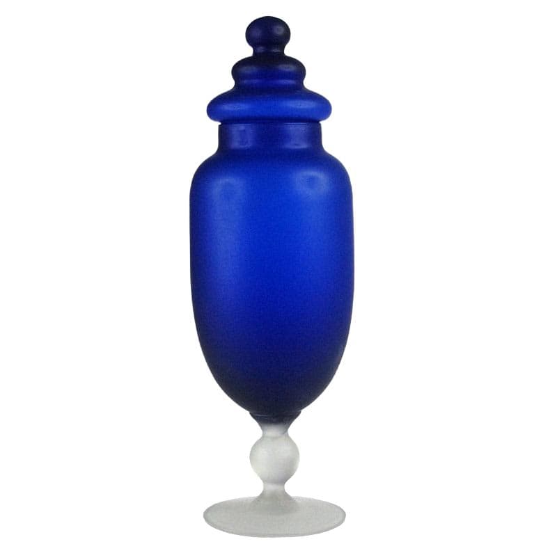 Lidded Jar, cobalt blue frosted glass, by C. Moretti, Italy, 1970s.
