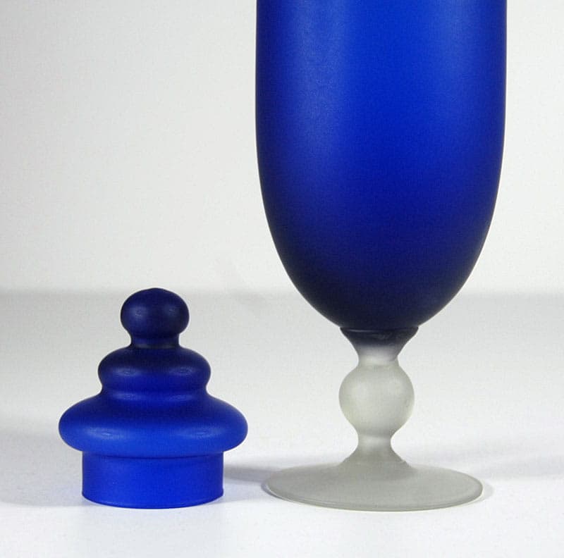 Lidded Jar, cobalt blue frosted glass, by C. Moretti, Italy, 1970s. - 41729