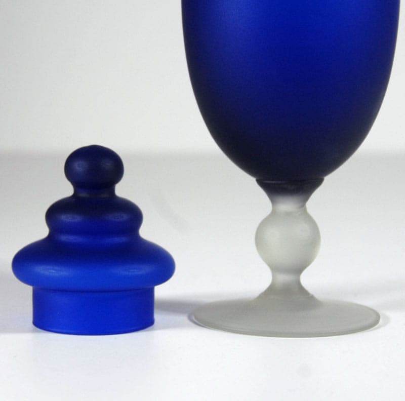 Lidded Jar, cobalt blue frosted glass, by C. Moretti, Italy, 1970s. - 41730