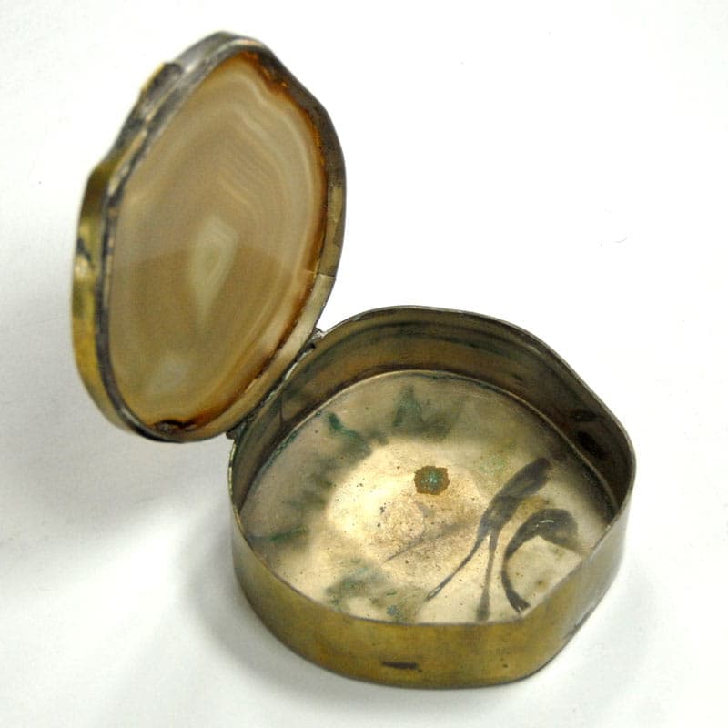 Pudełko na drobiazgi, agat, mosiądz złoty, eklektyczne, przełom XIX/XX wieku - 41714