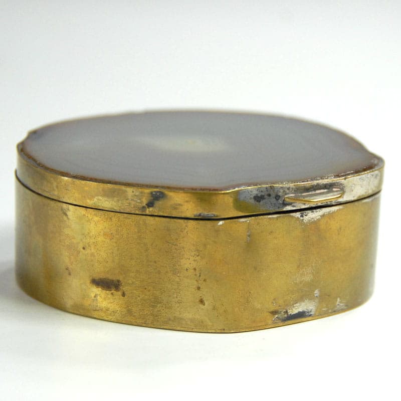 Pudełko na drobiazgi, agat, mosiądz złoty, eklektyczne, przełom XIX/XX wieku - 41715