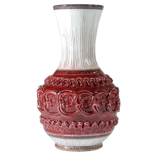 Vase Nuovo Rinascimento, maroon ceramics, Italy, 1960s. - DIMENSION