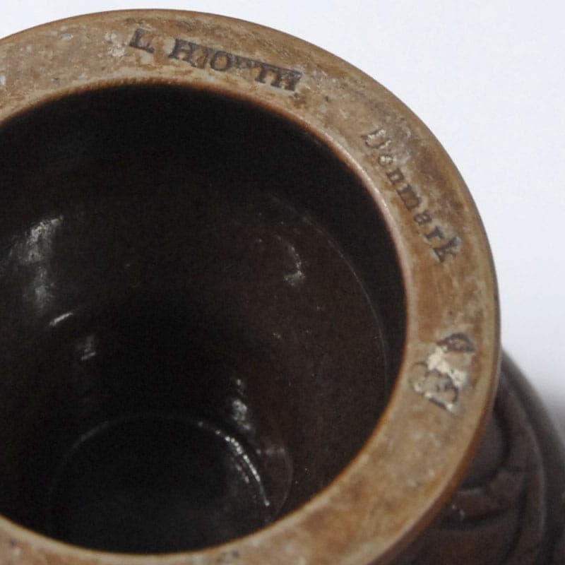 Para pucharów dekoracyjnych, ceramika brąz ciemny, L. Hjorth, Dania, lata 40. - 41693