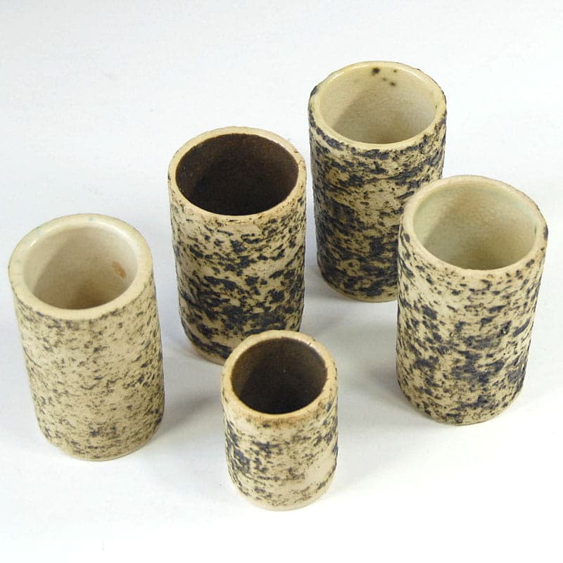 Zestaw pięciu wazonów cylindrycznych, styl P. Groeneveldt, beżowy, ceramika, Dania, lata 60. - 41666