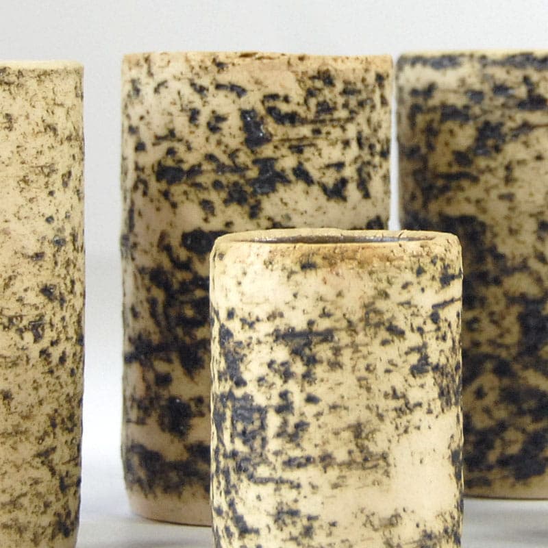 Zestaw pięciu wazonów cylindrycznych, styl P. Groeneveldt, beżowy, ceramika, Dania, lata 60. - 41668