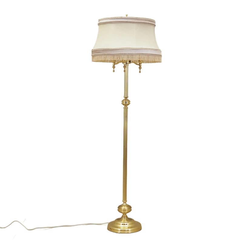 Lampa podłogowa, złoty metal, Dania, lata 70.