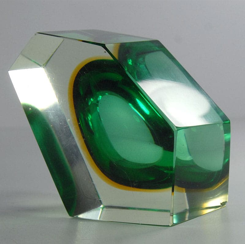 Bowl sommerso, green, glass, Murano, Italy, 1970s. - 41619