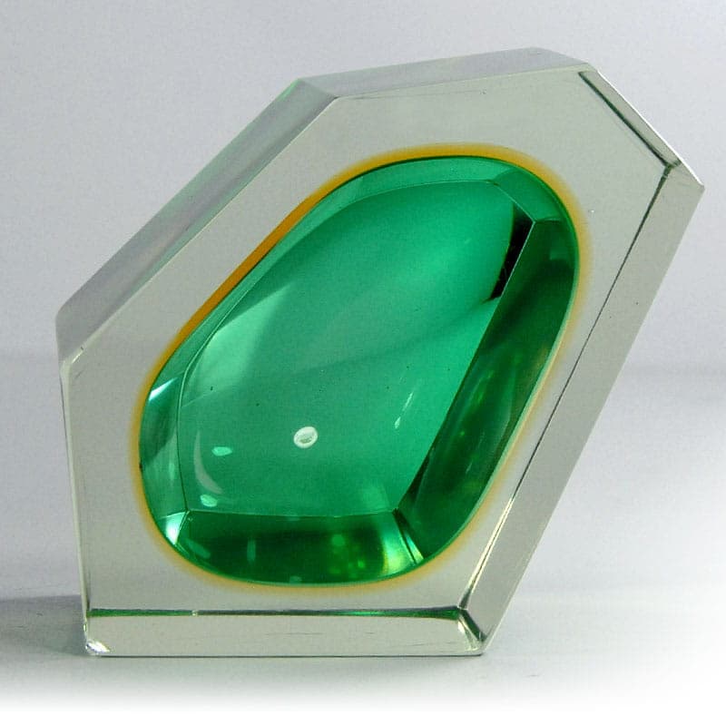 Bowl sommerso, green, glass, Murano, Italy, 1970s. - 41617