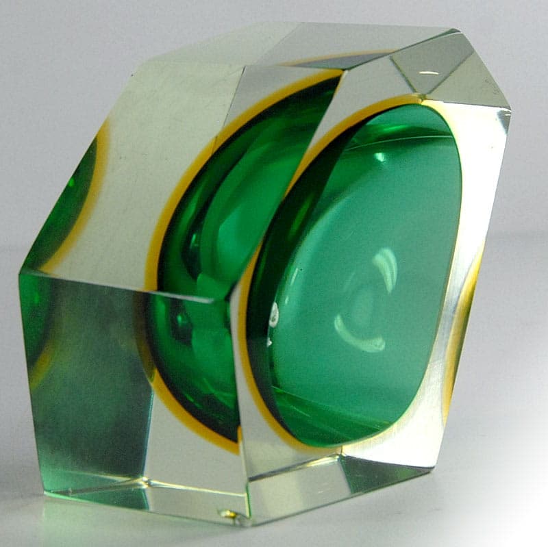 Bowl sommerso, green, glass, Murano, Italy, 1970s. - 41618