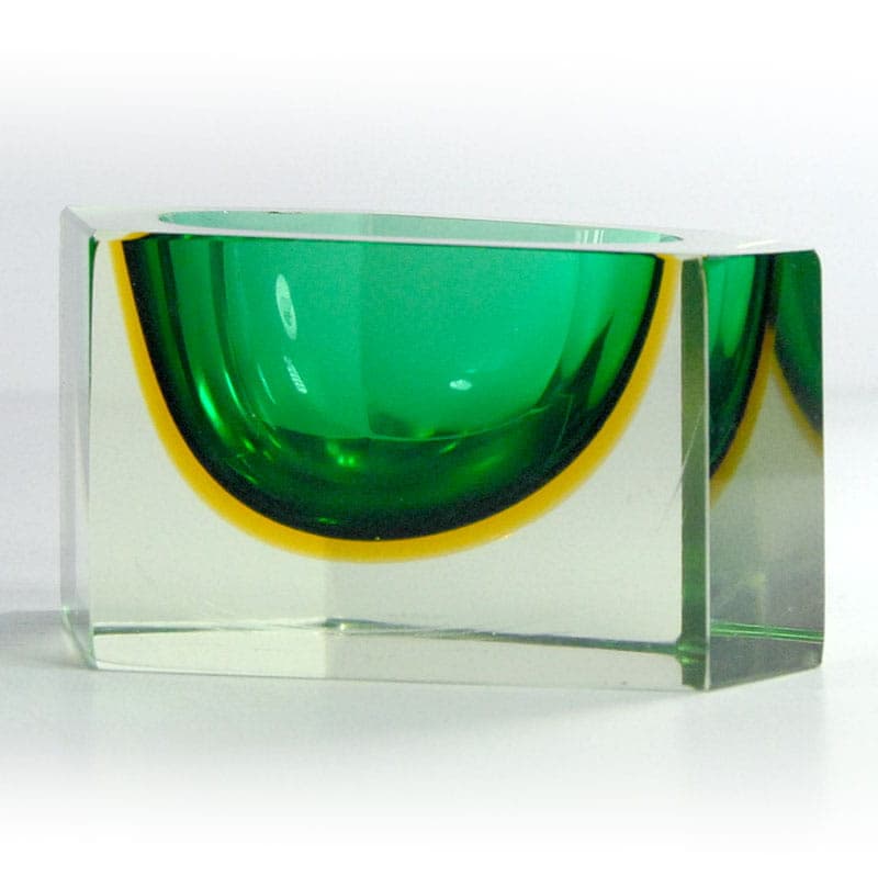 Bowl sommerso, green, glass, Murano, Italy, 1970s. - 41614
