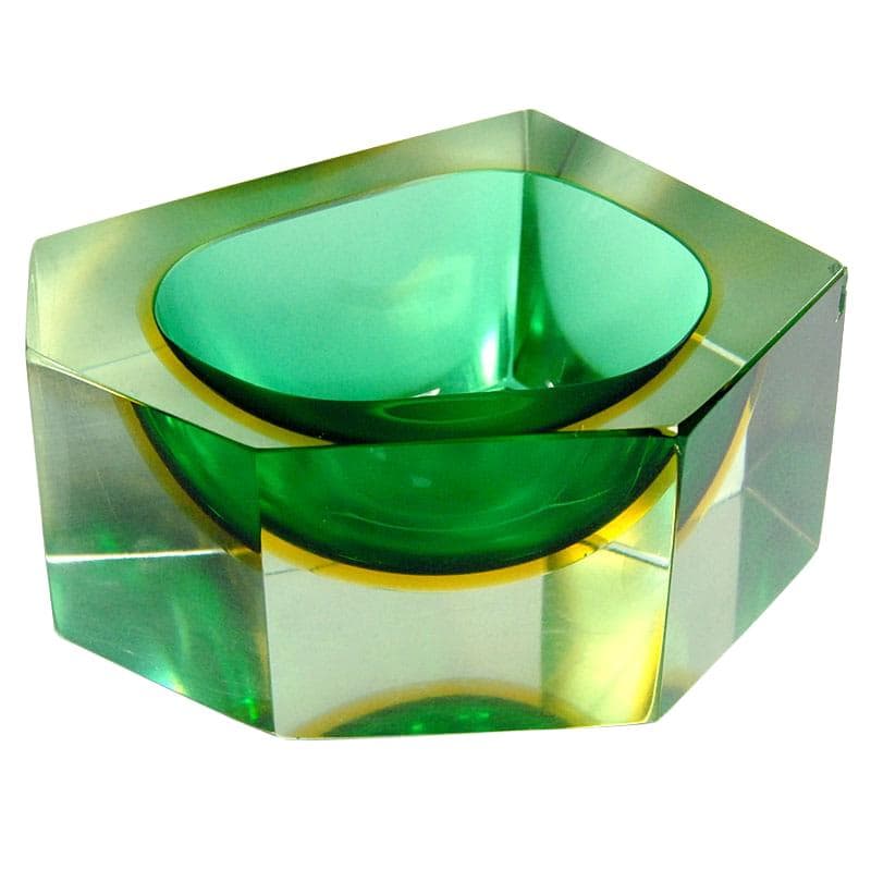 Bowl sommerso, green, glass, Murano, Italy, 1970s.