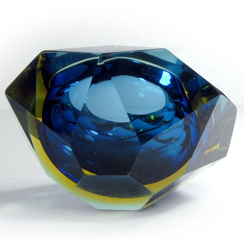 Bowl sommerso, blue glass, by A. Mandruzzato, Murano, Italy, 1970s. - 41610