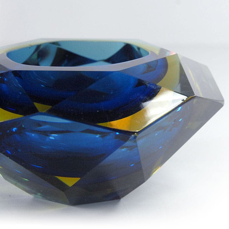 Bowl sommerso, blue glass, by A. Mandruzzato, Murano, Italy, 1970s. - 41608