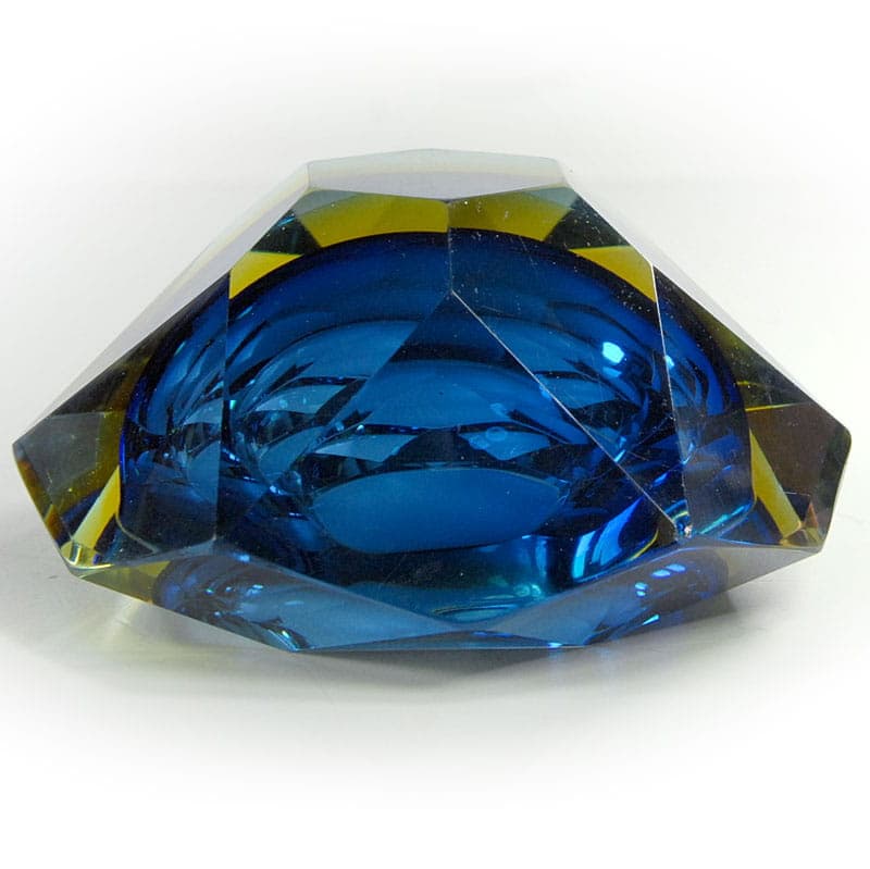 Bowl sommerso, blue glass, by A. Mandruzzato, Murano, Italy, 1970s. - 41607