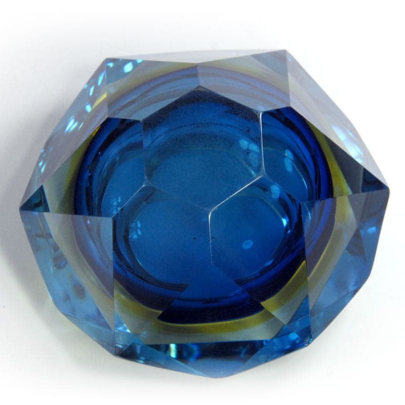 Bowl sommerso, blue glass, by A. Mandruzzato, Murano, Italy, 1970s. - 41606