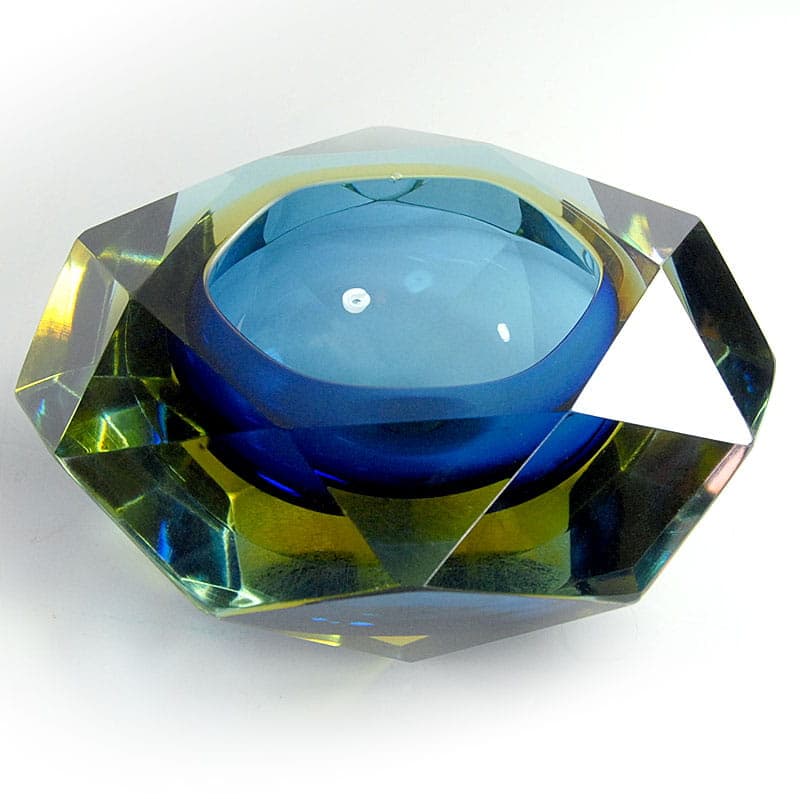 Bowl sommerso, blue glass, by A. Mandruzzato, Murano, Italy, 1970s. - 41604