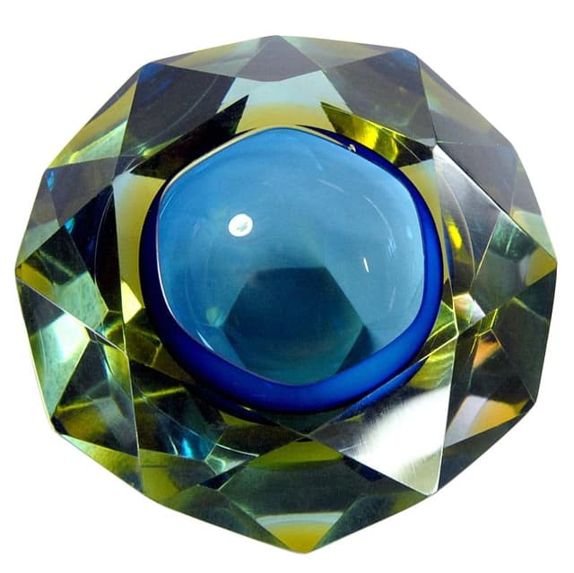 Bowl sommerso, blue glass, by A. Mandruzzato, Murano, Italy, 1970s. - DIMENSION