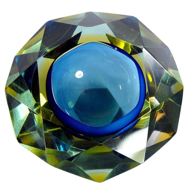 Bowl sommerso, blue glass, by A. Mandruzzato, Murano, Italy, 1970s.