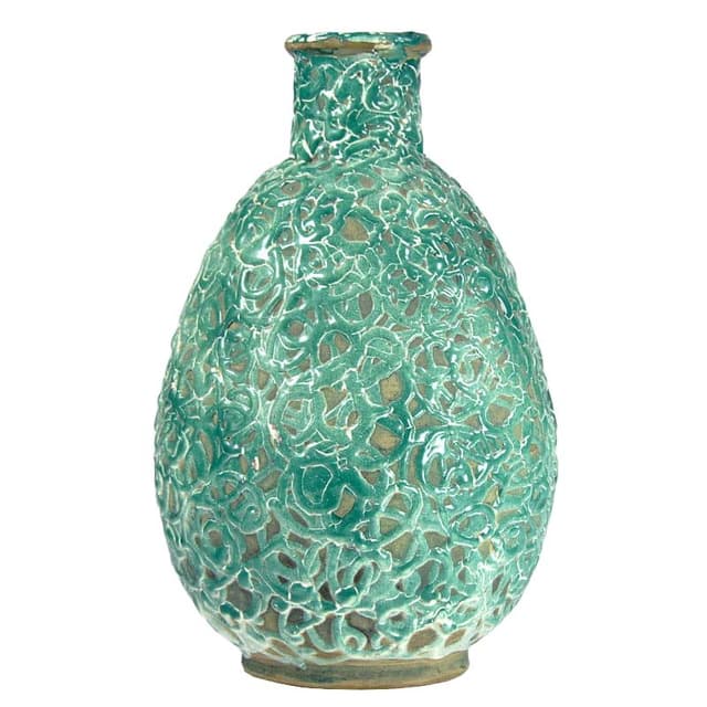 Wazon, turkusowy, ceramika, Belgia, lata 60. - WYMIARY